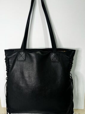 Vince Camuto Black Leather Fringe Tote